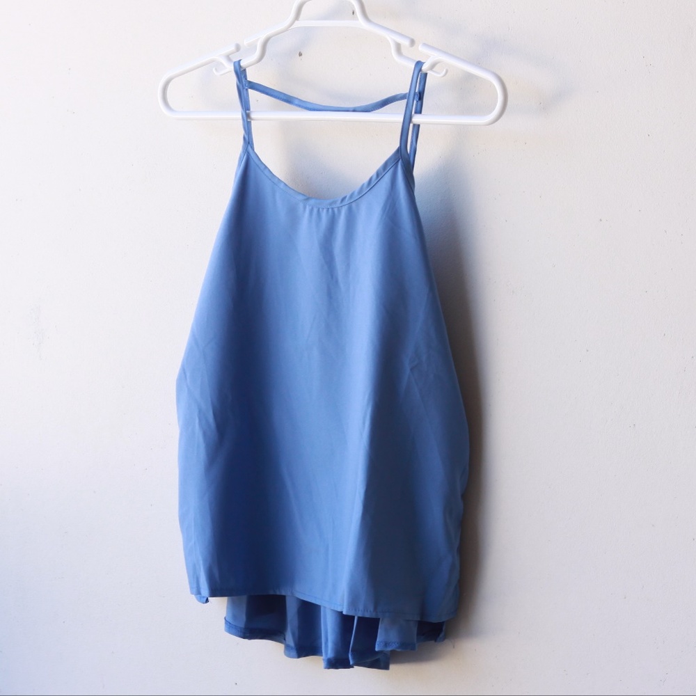 Blue spaghetti strap tank NWT